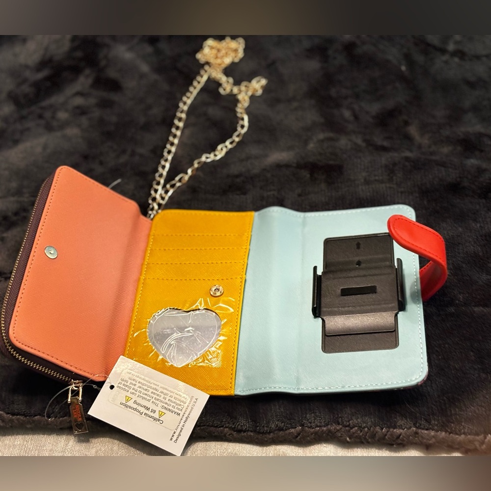 NEW🔥Nicole Lee wallet Croosbady   with chain Brown colorful ❤️🤎💙phone case - Picture 13 of 13